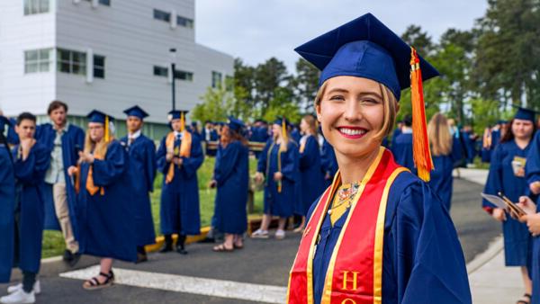 woman at graduation ceremony